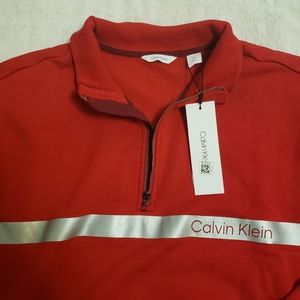 Calvin Klein Men's Red Quater Zip Sweater